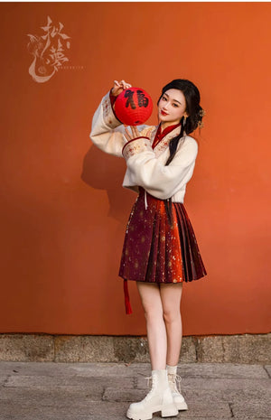 Red Brocade Hanfu Gown – Modern Chinese Dress for Engagement, Wedding Toast & Lunar New Year - Yandan_Hanfu