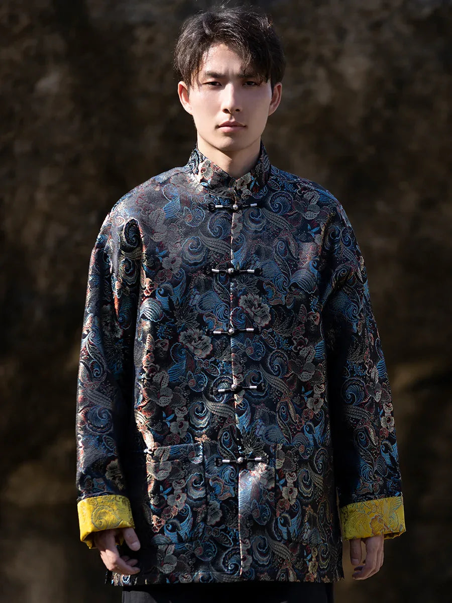 Tang suit men's Chinese style button-up top autumn and winter coat New Year's greeting clothes - Yandan_Hanfu
