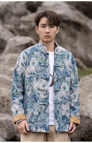 New Chinese Tang style men's button-up printed jacket - Yandan_Hanfu