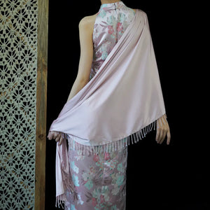 "Pink Bell" Pink Jacquard Bell Cheongsam/Qipao Shawl Bridal Dress - Yandan_Hanfu