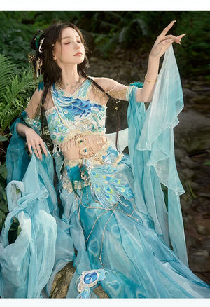 【Dance of the Peacock】 Dunhuang-Inspired Hanfu Set in Ethereal Desert Hues - Yandan_Hanfu