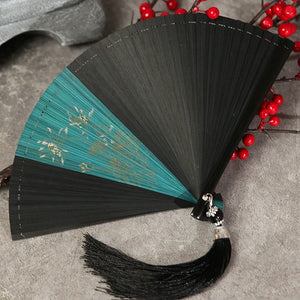 Folding fan female dance fan Hanfu Chinese style full bamboo fan - Yandan_Hanfu