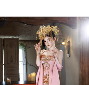 Jade Pool – Original New Chinese Style Evening Gown for Engagement & Elegant Toast Ceremonies - Yandan_Hanfu