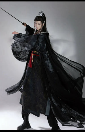 Dark Immortal Robe – Unisex Hanfu Outfit Inspired by Chinese Xianxia & Traditional Taoist Style - Yandan_Hanfu