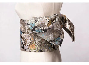 Elegant Yukata bow belt with intricate brocade design, featuring a stylish knot. Perfect for enhancing traditional Japanese kimono outfits.