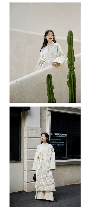 Snowseeker – Tang-Inspired Long Hanfu Robe & Song-Style Pants Set | Elegant Winter New Chinese Outfit - Yandan_Hanfu