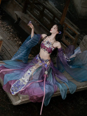 GU – Exotic Hanfu-Inspired Gradient Embroidered Bustier Set for Spring & Summer - Yandan_Hanfu