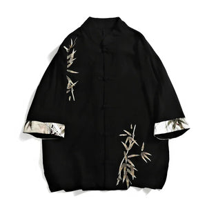 Tang suit men's Chinese style linen embroidered shirt - Yandan_Hanfu