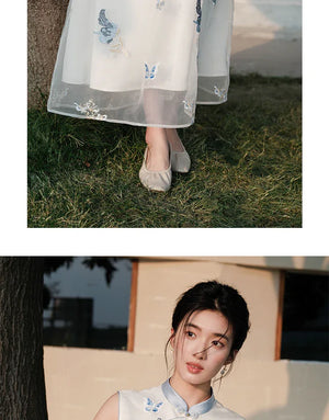 Asymmetric Qipao-Style Dress – Refined Embroidered Long Gown for Women - Yandan_Hanfu