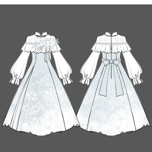 “Lily Dew” Modern Hanfu Ensemble – Elegant New Chinese Style Dress Set for Autumn - Yandan_Hanfu