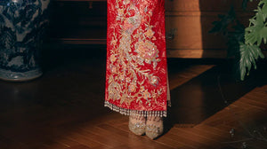 Beloved Dream – New Chinese Red Bridal Qipao/Cheongsam Dress for Engagement, Wedding Toast & Spring Ceremony - Yandan_Hanfu