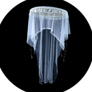 Antique-Style COS Bamboo Hat with Immortal Curtain Veil - Sun Protection & Shading for Ladies in Ancient Hanfu - Yandan_Hanfu