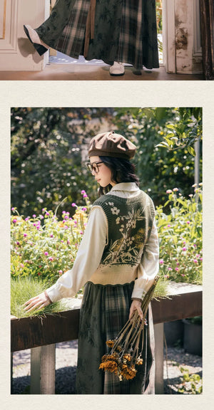 “Winter Trio” – New Chinese Knit Bijia & Skirt Set (Hanfu-Inspired) - Yandan_Hanfu