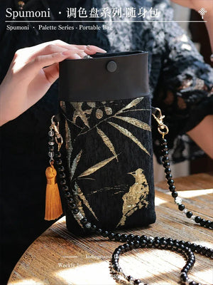Bamboo & Bird Motif Bag | Modern Take on Vintage Crossbody - Yandan_Hanfu