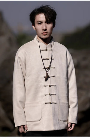 New Chinese style disc button top jacket Chinese New Year red Tang suit men - Yandan_Hanfu