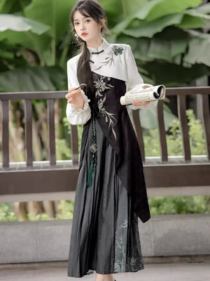 Zhujian Snow New Chinese Hanfu Dress Daily National Style Han Elements Set - Yandan_Hanfu