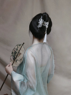 Realm of Grace – New Chinese Style Vintage Hair Claw | Elegant Tassel Shark Clip & Duckbill Barrette - Yandan_Hanfu