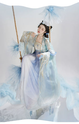 Discover blue traditional hanfu for women with elegant hanfu sleeves, intricate hanfu patterns, and layered designs. Perfect as a princess hanfu dress, fairy hanfu dress, or sexy hanfu, it’s ideal for hanfu cosplay, hanfu dance style, or casual wear. Shop plus size hanfu, hanfu skirts, and more at our trusted hanfu shop, featuring hanfu for sale from top chinese clothing brands and the best Chinese designer clothing websites.