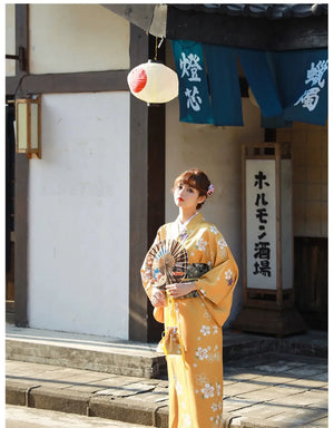 Orange Girl Japanese Japanese Japanese Japanese Kimono Dress Women's Improved Kimono Yukata - Yandan_Hanfu
