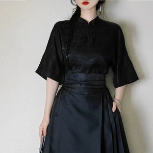 Ming imitation makeup flower woven gold horse dress set four seasons - Yandan_Hanfu