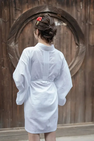 Yukata Kimono Feather Weaving White Interior Japanese Kimono Women's Dress Base - Yandan_Hanfu