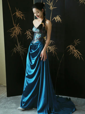 "Sparrow" Jacquard tube bride trailing wedding wedding dress toasting dress engagement - Yandan_Hanfu