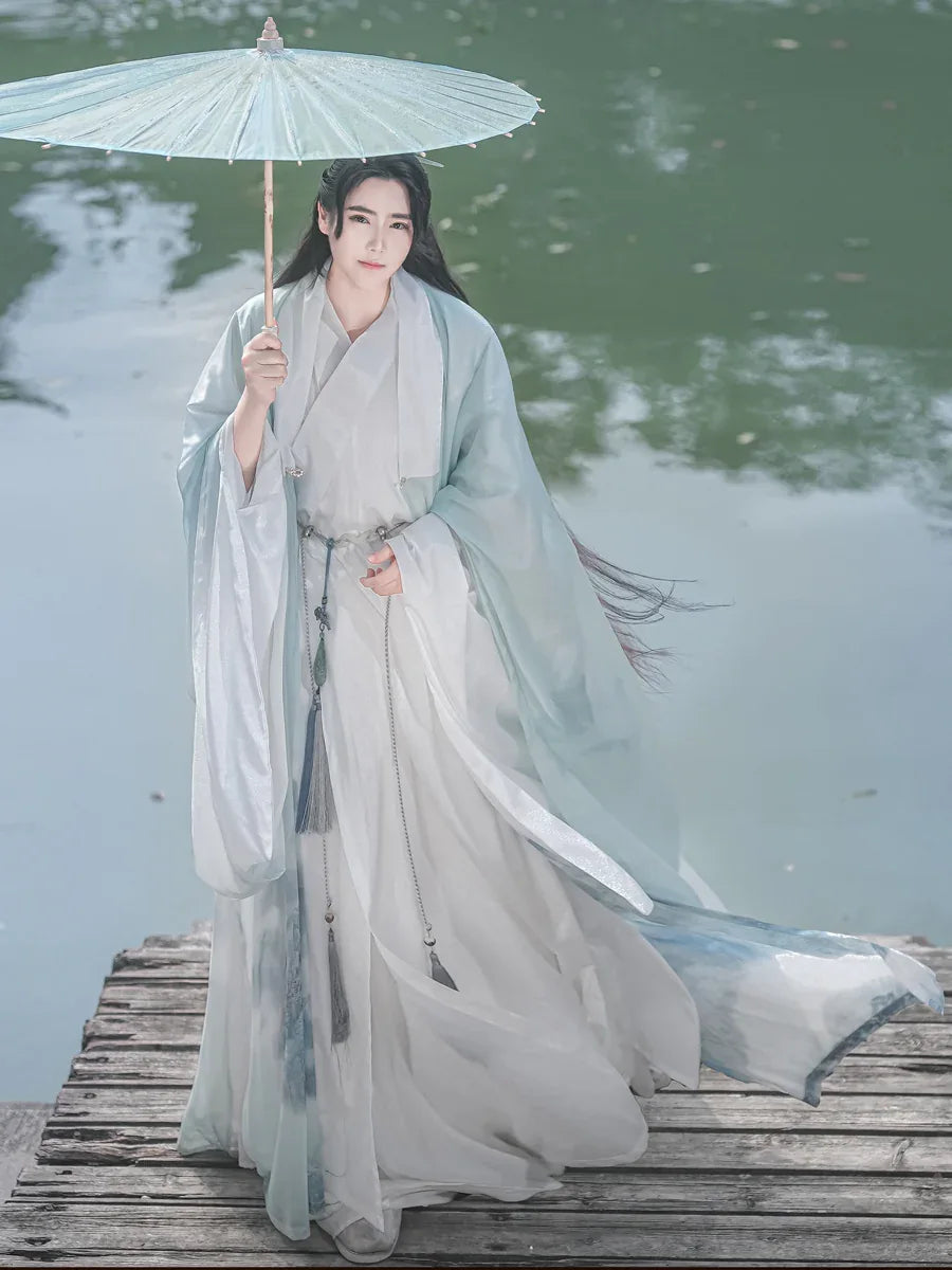 Wait for the misty rain Ming Dynasty Taoist robe male hanfu - Yandan_Hanfu