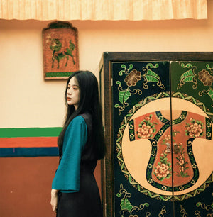 Peacock blue Tibetan clothing, Tibetan minority, chic primitive tribal clothing - Yandan_Hanfu