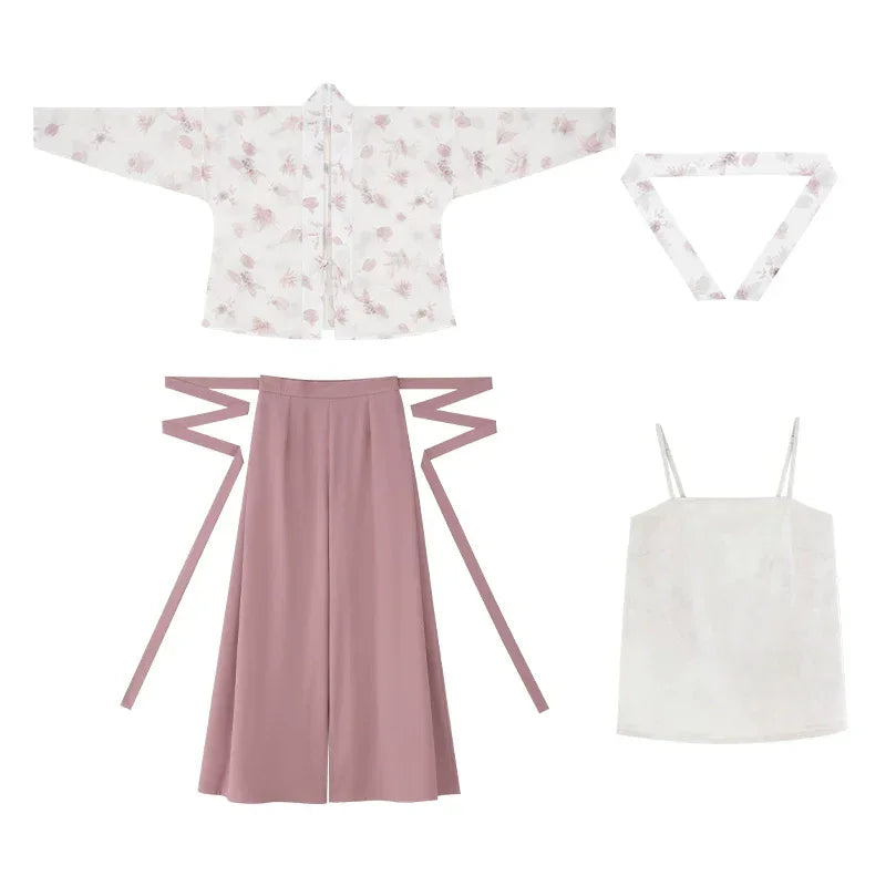 Three color Song style Modern Hanfu Short Shirt and Song Pants Hanfu Women's Summer - Yandan_Hanfu