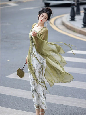 Bamboo Green New Chinese Hanfu Dress - Yandan_Hanfu
