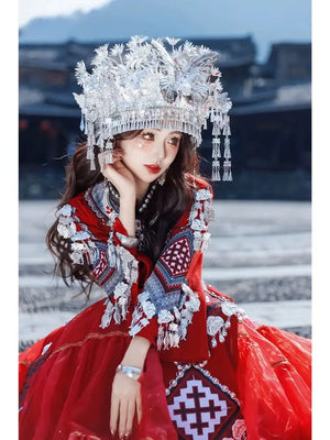 Miao Traditional Red Dress - Yandan_Hanfu