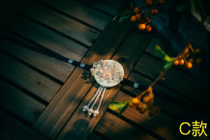 White and pink pearl Korean traditional headgear accessories - Yandan_Hanfu