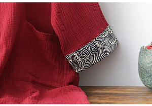 Long summer thin pure cotton Hanfu red robe for men and women - Yandan_Hanfu