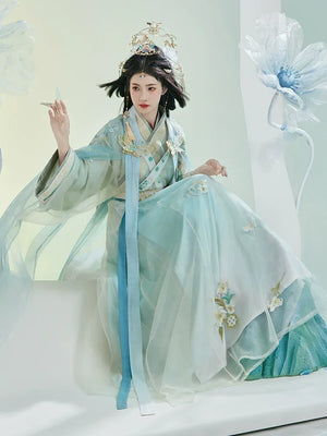 Jade one-piece skirt, improved spring and summer heavy industry embroidery - Yandan_Hanfu