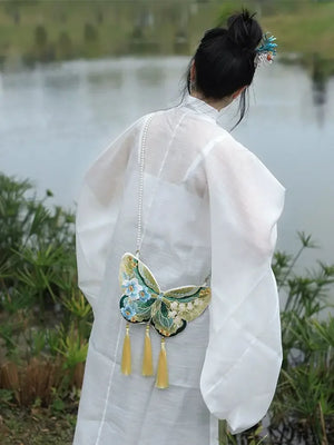 Double-Sided Embroidered Hanfu Crossbody Bag – Chinese Style Pouch for Traditional Outfit Matching - Yandan_Hanfu