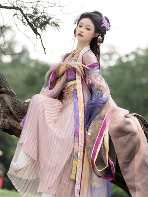 This purple hanfu for women features elegant hanfu sleeves, intricate hanfu patterns, and layered hanfu skirt designs. Perfect as a princess hanfu dress, fairy hanfu dress, or sexy hanfu, it’s inspired by Tang Dynasty hanfu and ideal for hanfu cosplay or hanfu dance styles. Available in plus size hanfu, it’s perfect for any occasion. Wondering where to buy hanfu? Visit our hanfu shop for the best hanfu for sale options.