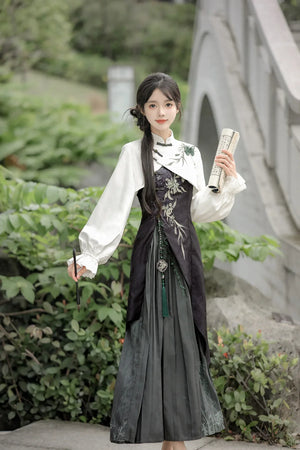 Zhujian Snow New Chinese Hanfu Dress Daily National Style Han Elements Set - Yandan_Hanfu
