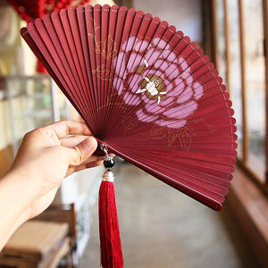 Folding fan female dance fan Hanfu Chinese style full bamboo fan - Yandan_Hanfu