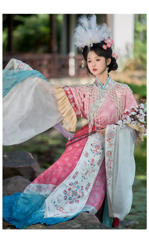 Cloud Silks – Traditional Hanfu Dress Inspired by Wei-Jin Era, Cross-Collar Revival for Women - Yandan_Hanfu
