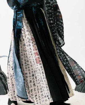Song Dynasty | Calligraphy Hanfu Men's Cloak Large Sleeve Shirt Black Suit - Yandan_Hanfu