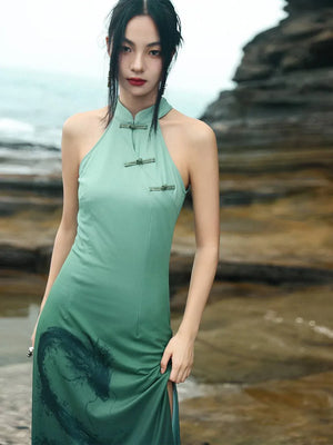 New Chinese Style dress women's summer retro buckle daily commuting sleeveless long cheongsam - Yandan_Hanfu