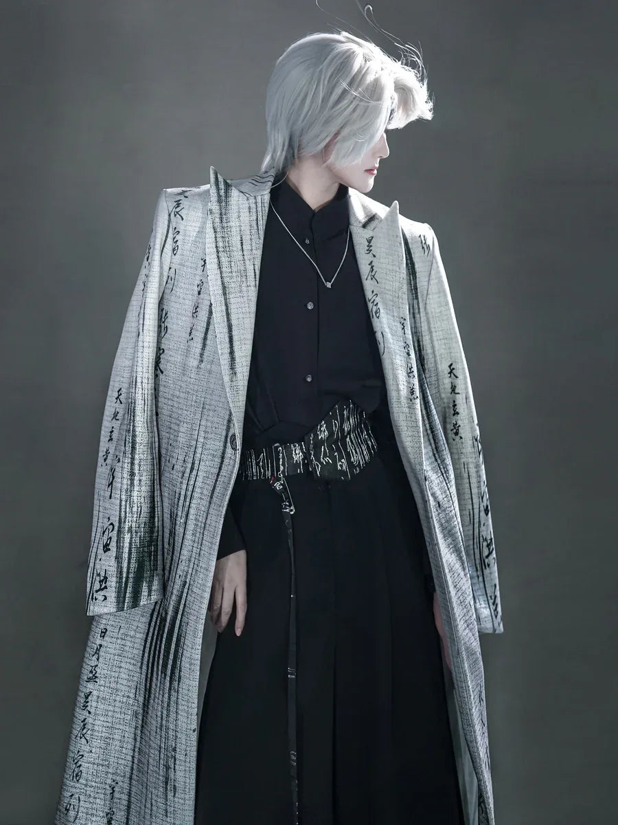 Calligraphy coat woolen national style new Chinese summer men's and women's large size set ink painting - Yandan_Hanfu