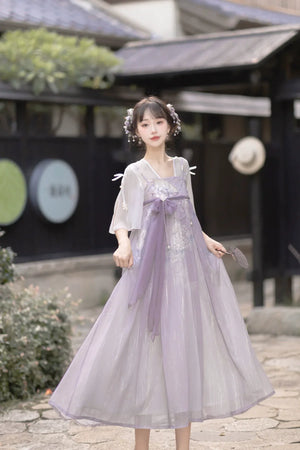 Purple daily Chinese style suspender skirt fairy style - Yandan_Hanfu