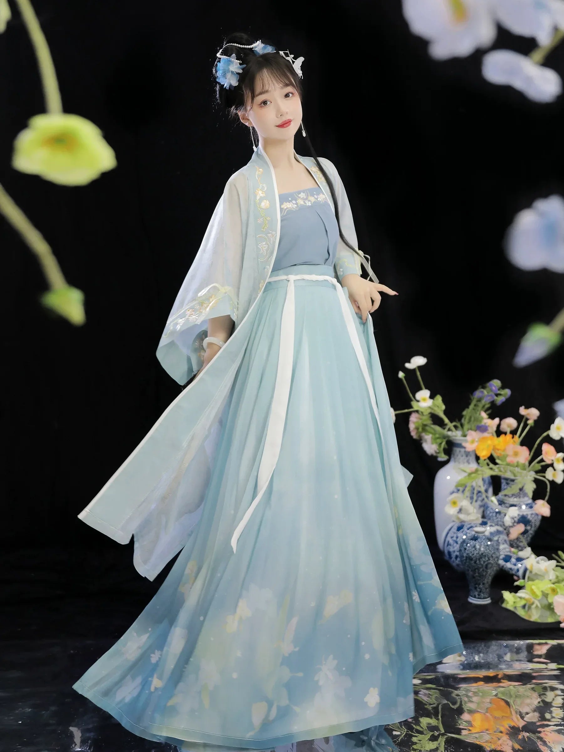 Song dynasty | Traditional Green&Blue Chinese Hanfu daily Spring and Summer new style - Yandan_Hanfu