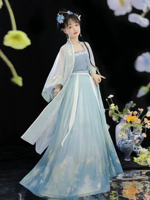 Song dynasty | Traditional Green&Blue Chinese Hanfu daily Spring and Summer new style - Yandan_Hanfu