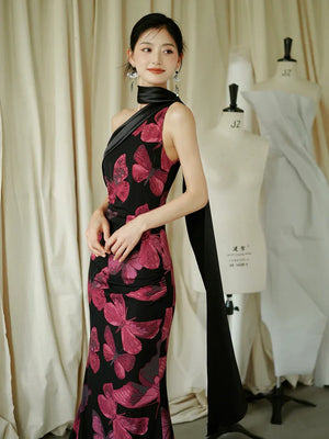 "Shadow" fishtail streamer robe knot bride engagement annual party dress - Yandan_Hanfu