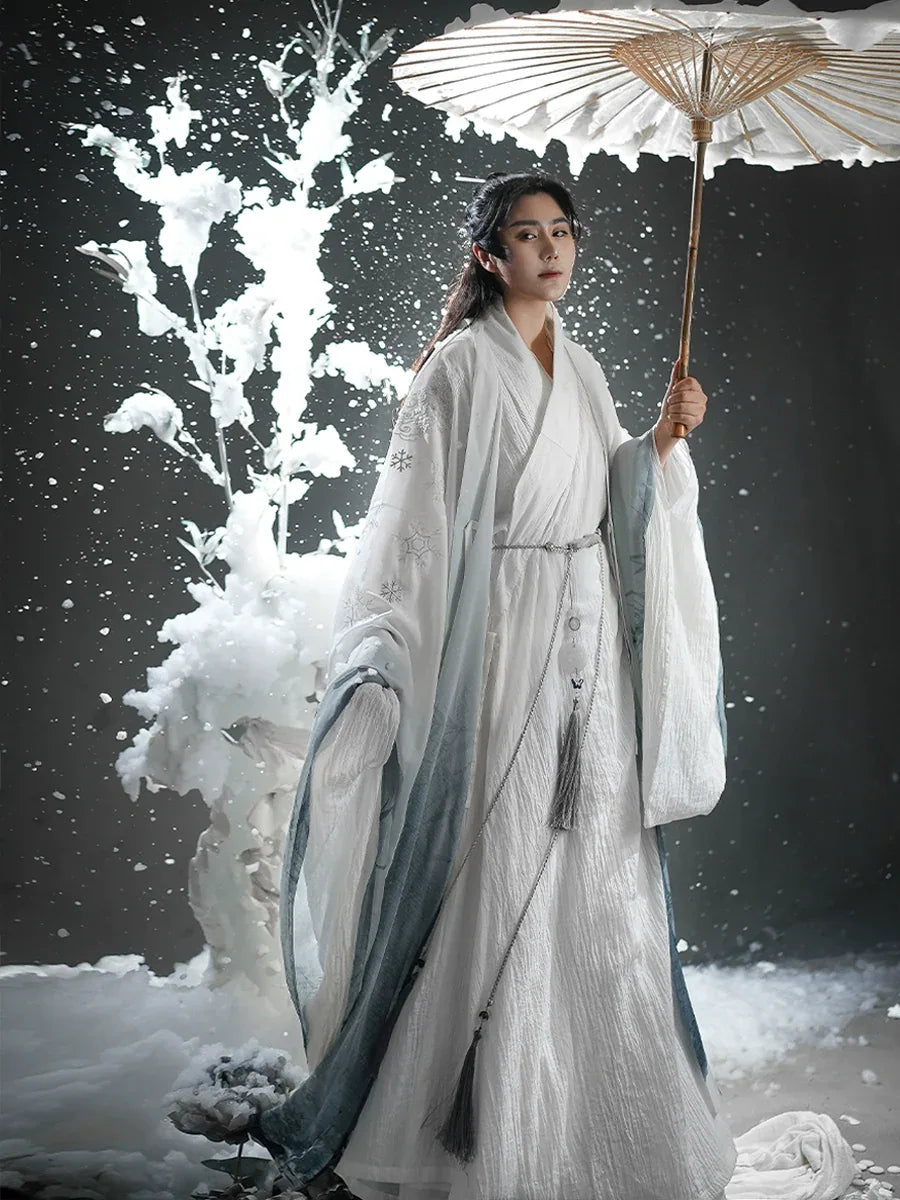 Ming Dao robe men's cotton and linen large-sleeved shirt cape snow bamboo spring and summer gradual change fairy Hanfu female national style - Yandan_Hanfu