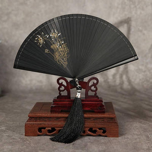 Folding fan female dance fan Hanfu Chinese style full bamboo fan - Yandan_Hanfu