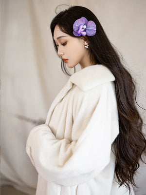 Mrs. Butterfly Eco-friendly Fur Jacket Velvet Fishtail Skirt Autumn and Winter Suit - Yandan_Hanfu