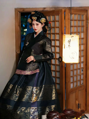 【ChiWu】Korean traditional court dress black ancient dress dance dress - Yandan_Hanfu
